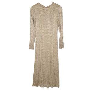 Zara Leopard Print Long Sleeved Wrinkled Effect Midi Dress M Beige Black Animal